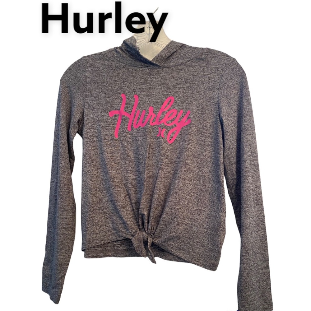 Hurley Crop Knot Hoodie Girl's lightweight gray L